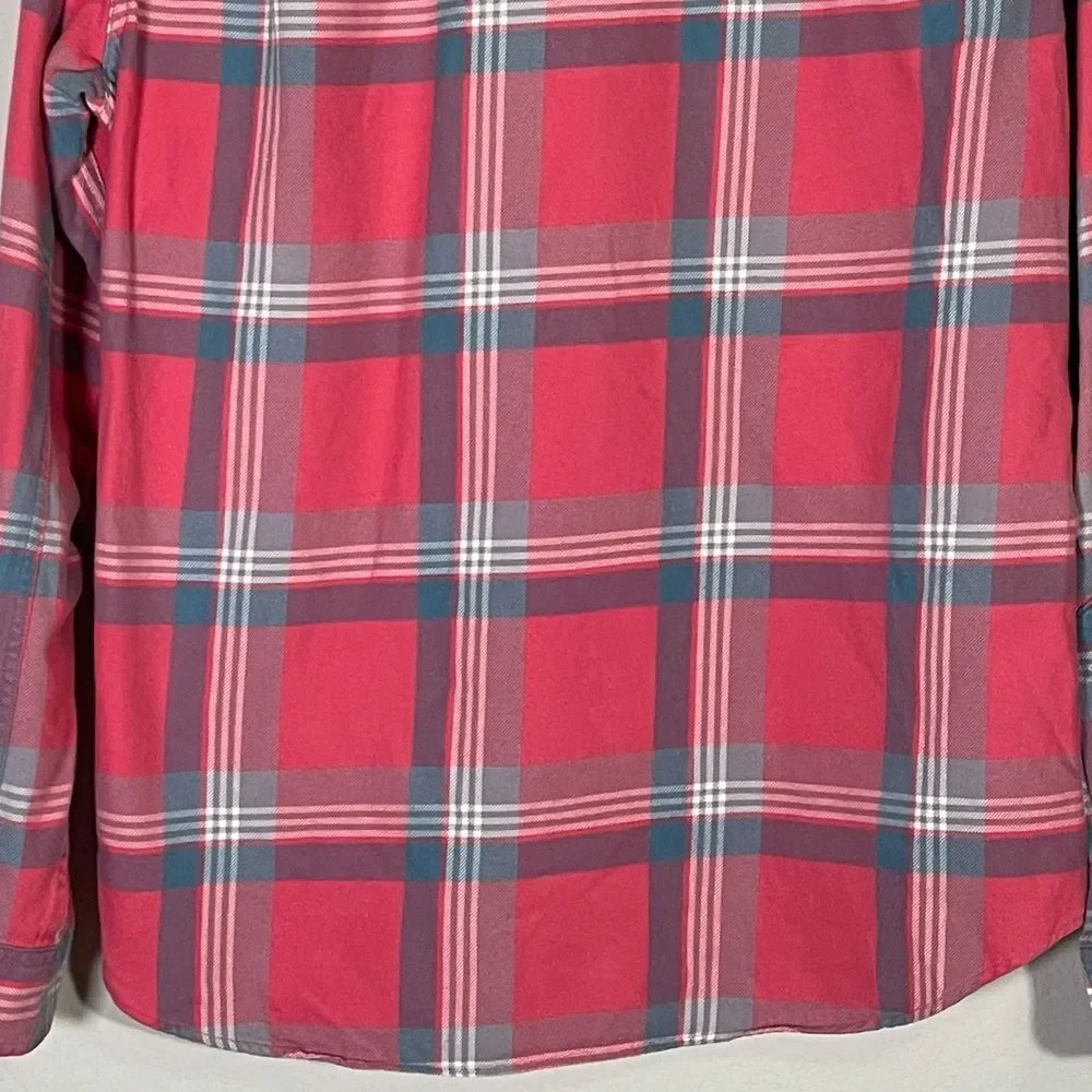 J Crew Men’s Cotton Twill Button Down Size Medium in Faded Red Tartan Plaid